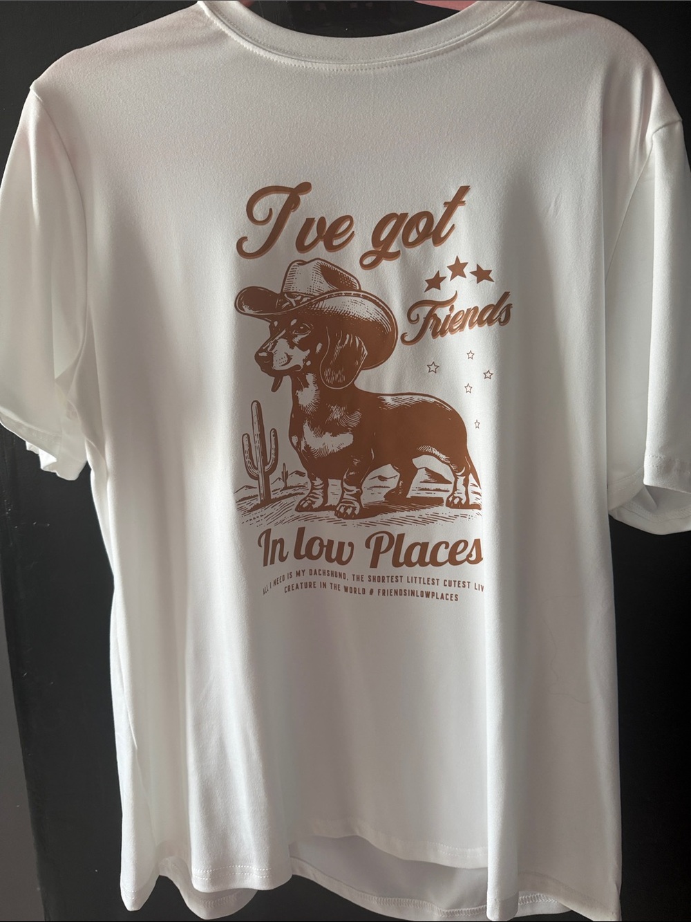 White' Graphic Tee with Brown Dachshund Print